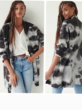 Anthropologie Avalon Tie Dye Long Line Knit Sweater Cardigan